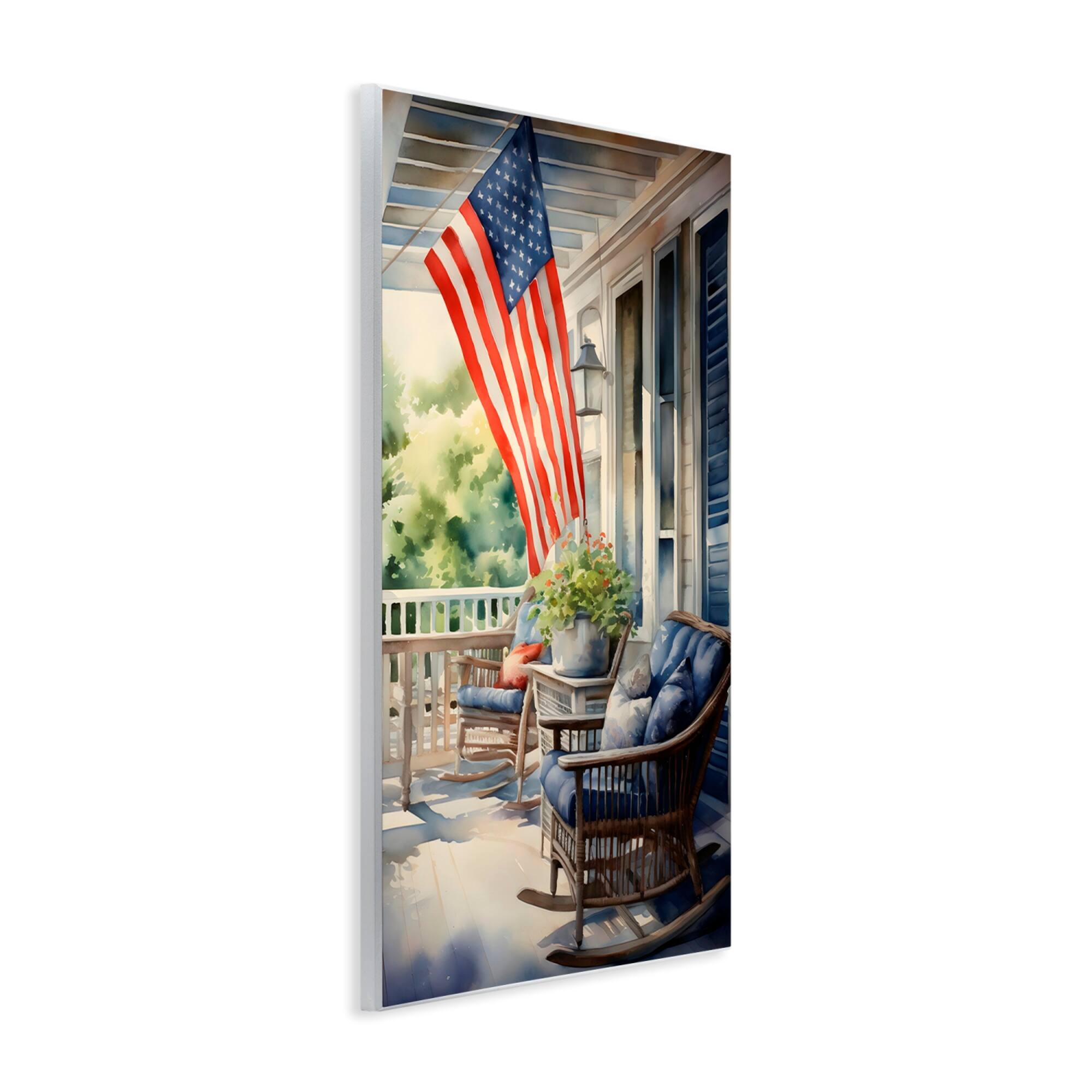 Stupell Industries Porch with American Flag Wall Plaque Art